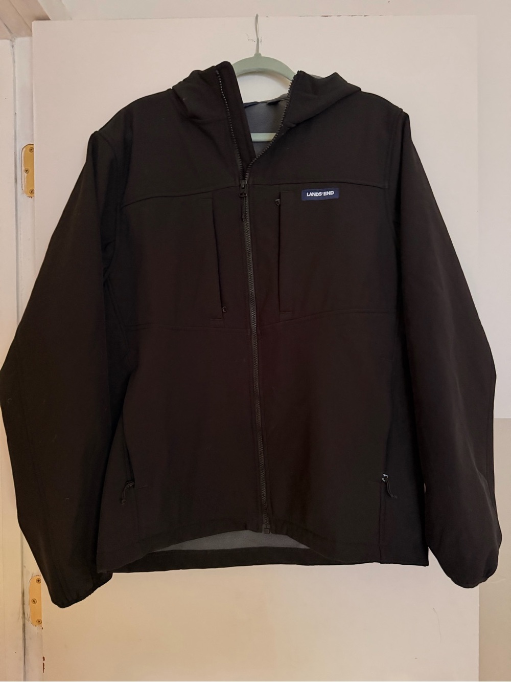 Lands' End Men's Black Hooded Performance Jacket